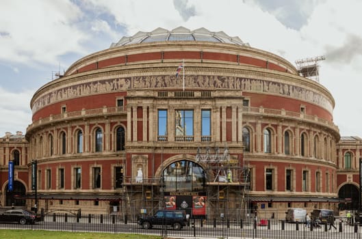 London, UK - Oct 24, 2023 - Architecture exterior design of Royal albert hall in South kensington. London, UK. Space for text, Selective focus.
