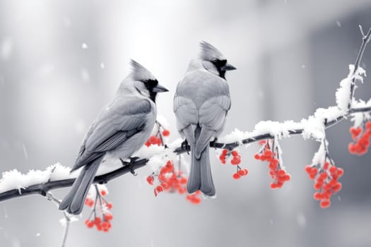 A stunning portrayal of winter's avian beauty, showcasing the artful photography of birds like cardinals, chickadees, and blue jays set against the pristine canvas of snow.