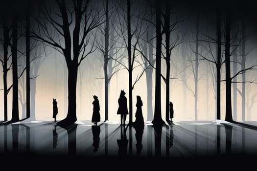 A striking visual display of the winter season, utilizing the extended shadows and sharp differences in lighting to craft captivating silhouettes against the snowy backdrop.