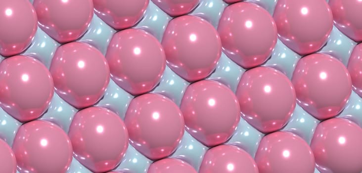 Background with pink circles, inflated shapes. 3d rendering illustration