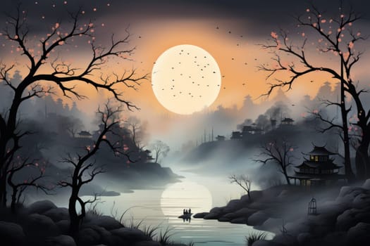 A captivating visual representation of the winter ambiance, focusing on the enigmatic allure of fog and mist enveloping the landscape, especially near bodies of water.