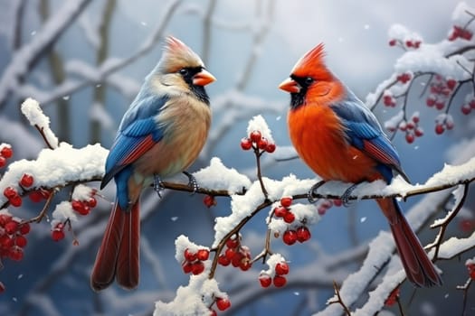 A stunning portrayal of winter's avian beauty, showcasing the artful photography of birds like cardinals, chickadees, and blue jays set against the pristine canvas of snow.