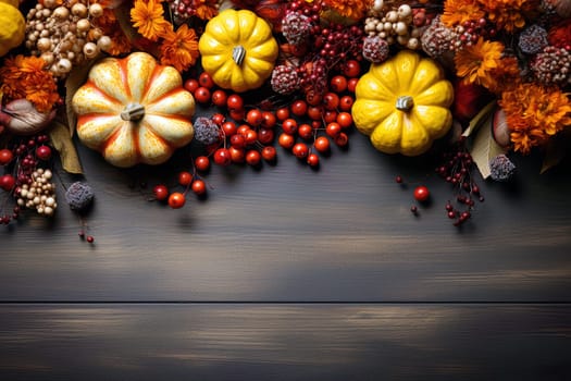 Thanksgiving Day background with copy space mockup. Ai generative art