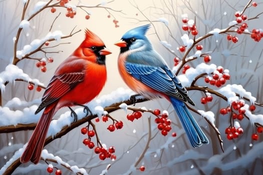 A stunning portrayal of winter's avian beauty, showcasing the artful photography of birds like cardinals, chickadees, and blue jays set against the pristine canvas of snow.
