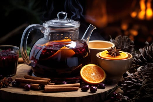 A mouthwatering portrayal of winter's culinary delights, showcasing the artful photography of winter-inspired dishes and beverages like hot soup, roasted chestnuts, and mulled wine.