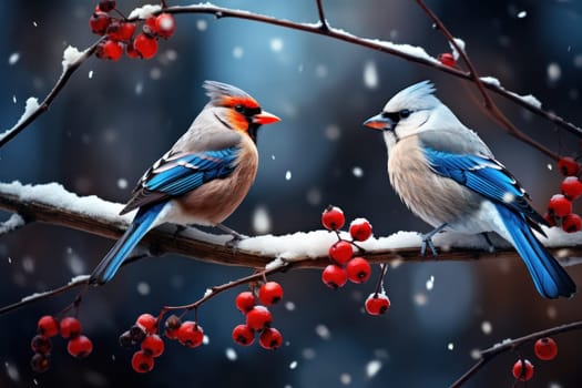 A stunning portrayal of winter's avian beauty, showcasing the artful photography of birds like cardinals, chickadees, and blue jays set against the pristine canvas of snow.