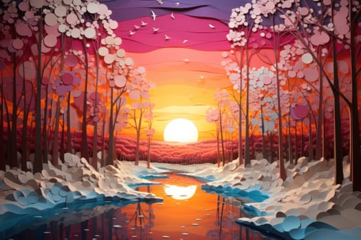 An exquisite visual representation of the winter skies, highlighting the unique color schemes and breathtaking beauty brought by the low-angled sun during winter sunrises and sunsets.