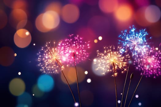 An electrifying display of winter's nocturnal splendor, featuring the dazzling spectacle of New Year's Eve fireworks and other seasonal celebrations.