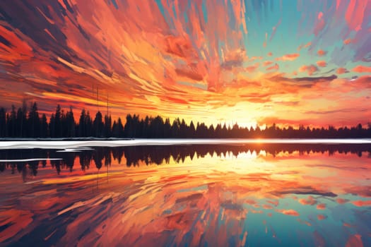 An exquisite visual representation of the winter skies, highlighting the unique color schemes and breathtaking beauty brought by the low-angled sun during winter sunrises and sunsets.