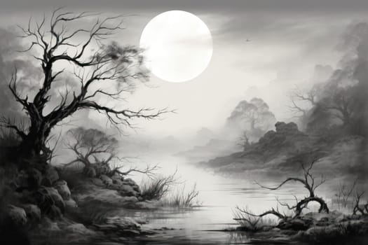A captivating visual representation of the winter ambiance, focusing on the enigmatic allure of fog and mist enveloping the landscape, especially near bodies of water.