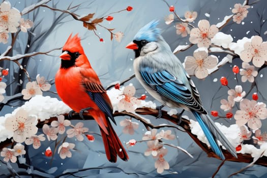 A stunning portrayal of winter's avian beauty, showcasing the artful photography of birds like cardinals, chickadees, and blue jays set against the pristine canvas of snow.
