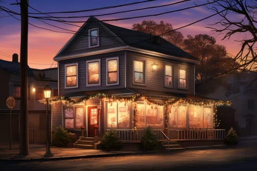 An enchanting portrayal of the holiday season, featuring the dazzling brilliance of Christmas lights, ornaments, and festive adornments that transform towns and neighborhoods into magical wonderlands.