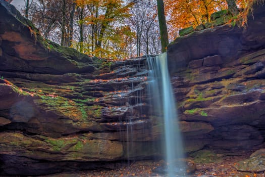 View of Dundee Falls in Autumn, Beach City Wilderness Area, Ohio