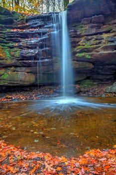 View of Dundee Falls in Autumn, Beach City Wilderness Area, Ohio