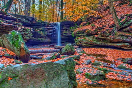 View of Dundee Falls in Autumn, Beach City Wilderness Area, Ohio