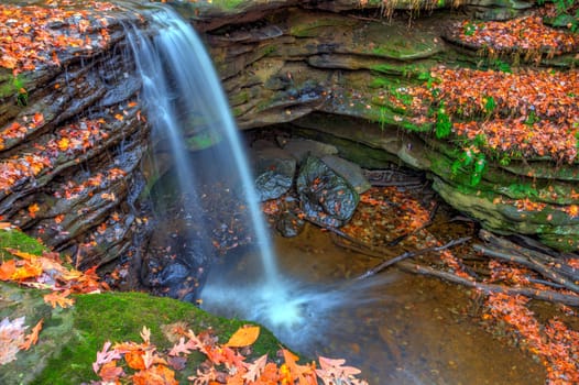 View of Dundee Falls in Autumn, Beach City Wilderness Area, Ohio