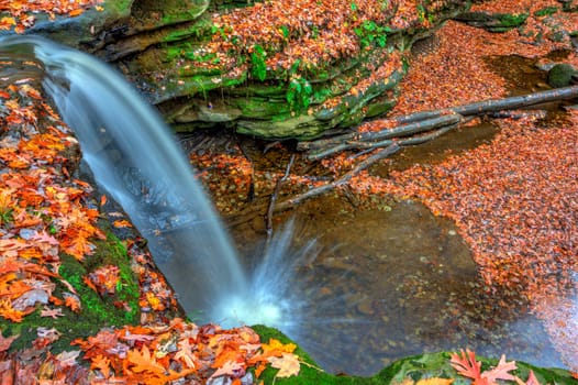 View of Dundee Falls in Autumn, Beach City Wilderness Area, Ohio