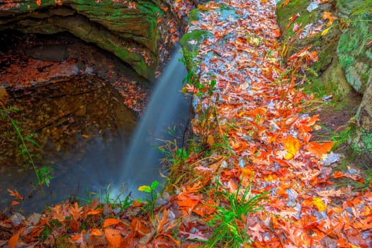 View of Dundee Falls in Autumn, Beach City Wilderness Area, Ohio