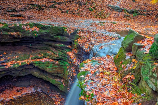 View of Dundee Falls in Autumn, Beach City Wilderness Area, Ohio