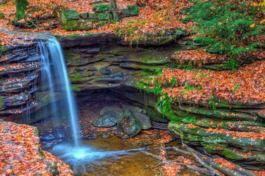 View of Dundee Falls in Autumn, Beach City Wilderness Area, Ohio