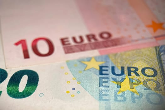 Euro banknotes. Euro, the common currency of the European Union. A financial instrument that plays an important role in the European economy.