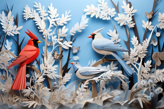 A stunning portrayal of winter's avian beauty, showcasing the artful photography of birds like cardinals, chickadees, and blue jays set against the pristine canvas of snow.