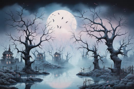 A captivating visual representation of the winter ambiance, focusing on the enigmatic allure of fog and mist enveloping the landscape, especially near bodies of water.