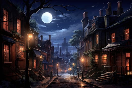 An evocative representation of urban life during winter, focusing on the enchanting vistas of city streets, buildings blanketed in snow, and the warm radiance of streetlights.