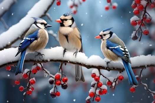 A stunning portrayal of winter's avian beauty, showcasing the artful photography of birds like cardinals, chickadees, and blue jays set against the pristine canvas of snow.