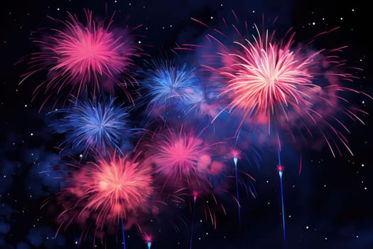 An electrifying display of winter's nocturnal splendor, featuring the dazzling spectacle of New Year's Eve fireworks and other seasonal celebrations.