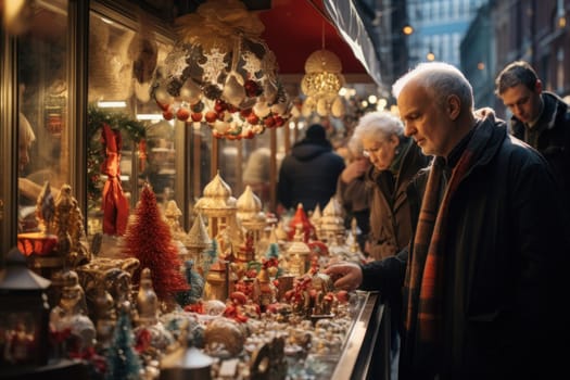 A vibrant depiction of the holiday spirit, capturing the lively ambiance of bustling markets and fairs adorned with festive decorations.