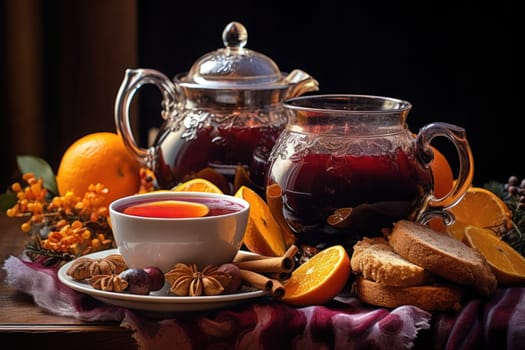 A mouthwatering portrayal of winter's culinary delights, showcasing the artful photography of winter-inspired dishes and beverages like hot soup, roasted chestnuts, and mulled wine.