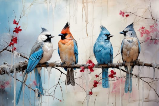 A stunning portrayal of winter's avian beauty, showcasing the artful photography of birds like cardinals, chickadees, and blue jays set against the pristine canvas of snow.