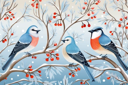 A stunning portrayal of winter's avian beauty, showcasing the artful photography of birds like cardinals, chickadees, and blue jays set against the pristine canvas of snow.