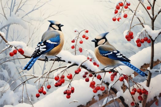 A stunning portrayal of winter's avian beauty, showcasing the artful photography of birds like cardinals, chickadees, and blue jays set against the pristine canvas of snow.