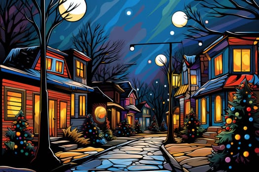 An enchanting portrayal of the holiday season, featuring the dazzling brilliance of Christmas lights, ornaments, and festive adornments that transform towns and neighborhoods into magical wonderlands.