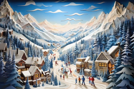 A dynamic portrayal of the winter wonderland at ski resorts, capturing the exhilaration and scenic beauty.
