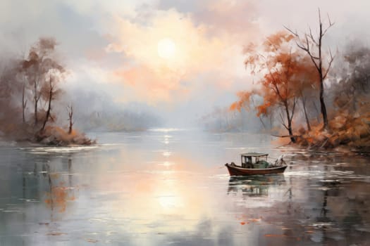A captivating visual representation of the winter ambiance, focusing on the enigmatic allure of fog and mist enveloping the landscape, especially near bodies of water.