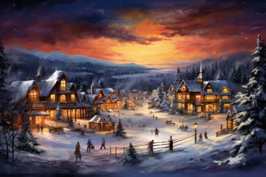 A dynamic portrayal of the winter wonderland at ski resorts, capturing the exhilaration and scenic beauty.