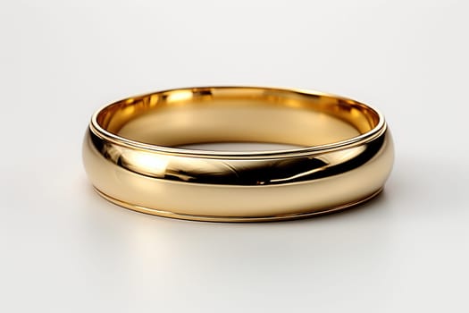 Jewelry gold ring on a white background close-up.