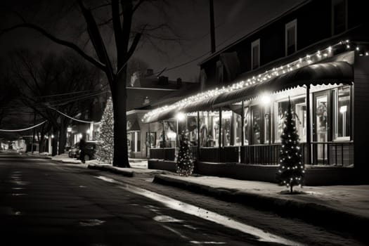 An enchanting portrayal of the holiday season, featuring the dazzling brilliance of Christmas lights, ornaments, and festive adornments that transform towns and neighborhoods into magical wonderlands.