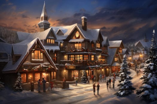 A dynamic portrayal of the winter wonderland at ski resorts, capturing the exhilaration and scenic beauty.