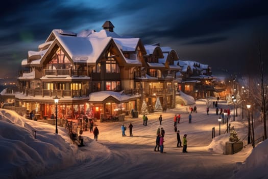 A dynamic portrayal of the winter wonderland at ski resorts, capturing the exhilaration and scenic beauty.