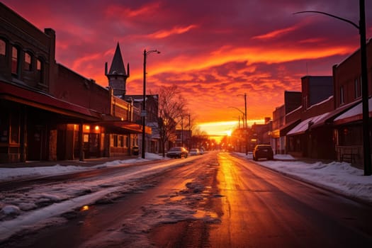 An exquisite visual representation of the winter skies, highlighting the unique color schemes and breathtaking beauty brought by the low-angled sun during winter sunrises and sunsets.