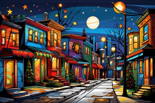 An enchanting portrayal of the holiday season, featuring the dazzling brilliance of Christmas lights, ornaments, and festive adornments that transform towns and neighborhoods into magical wonderlands.