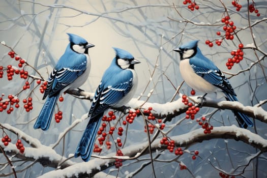 A stunning portrayal of winter's avian beauty, showcasing the artful photography of birds like cardinals, chickadees, and blue jays set against the pristine canvas of snow.