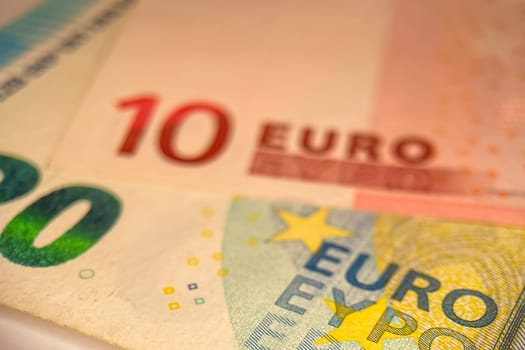 Euro banknotes. Euro, the common currency of the European Union. A financial instrument that plays an important role in the European economy.