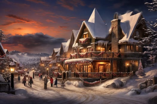 A dynamic portrayal of the winter wonderland at ski resorts, capturing the exhilaration and scenic beauty.