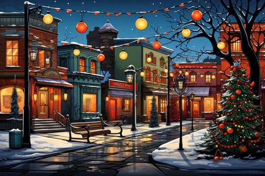 An enchanting portrayal of the holiday season, featuring the dazzling brilliance of Christmas lights, ornaments, and festive adornments that transform towns and neighborhoods into magical wonderlands.