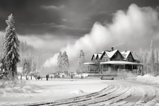 A dynamic portrayal of the winter wonderland at ski resorts, capturing the exhilaration and scenic beauty.